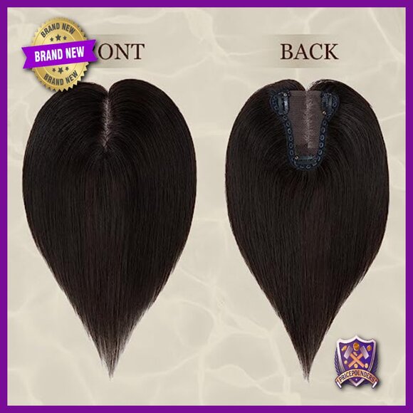 Human Hair Topper for Thinning Hair, 10 Inch Clip-In Lace Base Hairpiece main image 5